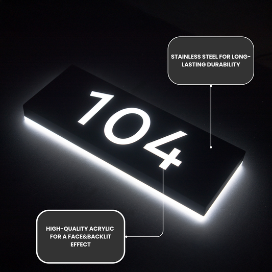 Metal Backlit Address Plaque – Custom LED House Address Sign