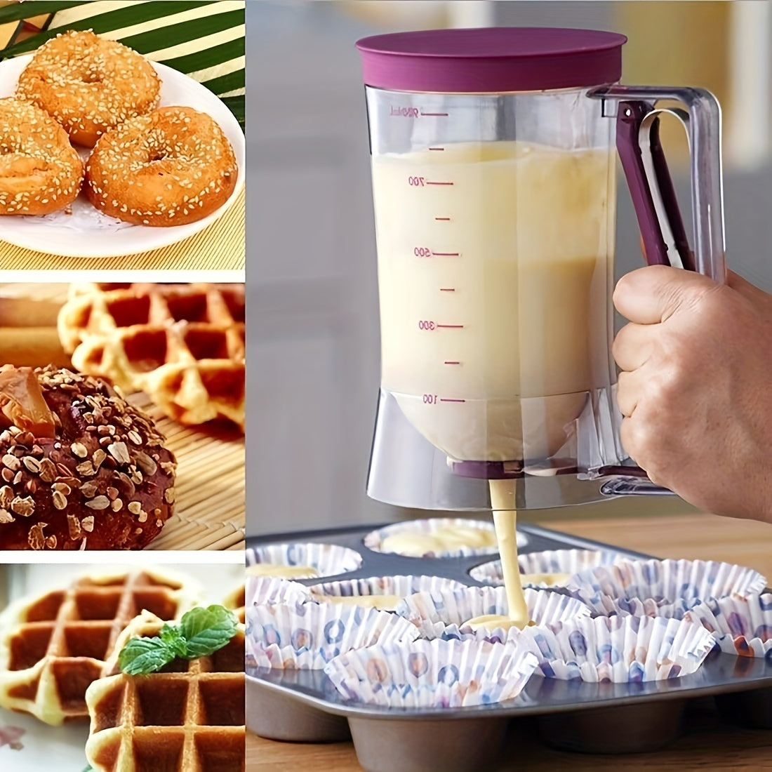 Versatile Batter Dispenser for Pancakes, Cupcakes & More - Collapsible Kitchen Gadget for Perfect Baking Results