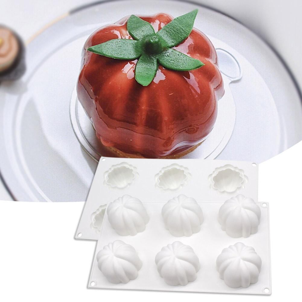 6 Pumpkin Silicone Cake Mold For Chocolate Ice Cream Decorating Pudding Dessert Tools Bakeware Baking Silicone Cake Molds For Baking 3D Pumpkin Silicone Mold For Party