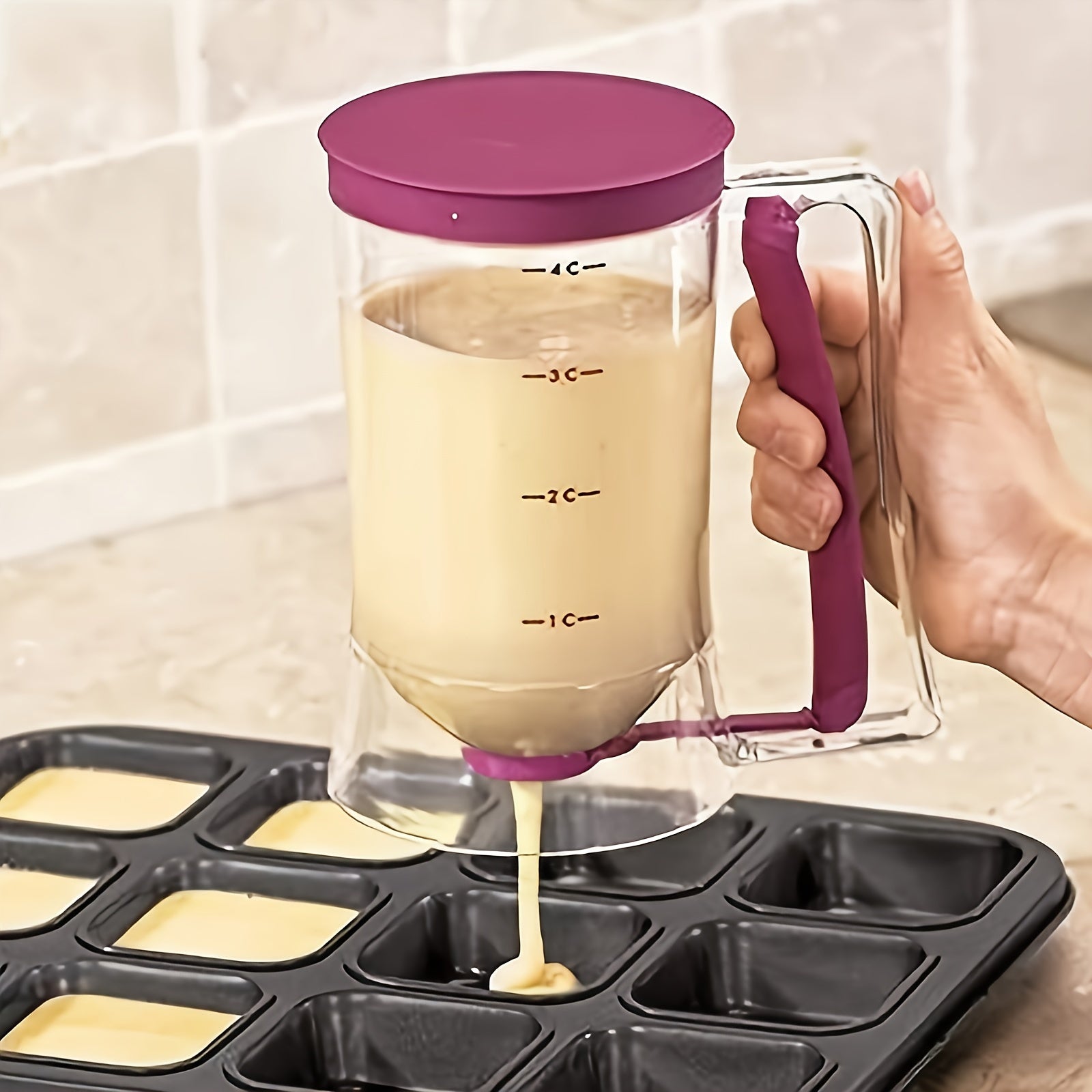 Versatile Batter Dispenser for Pancakes, Cupcakes & More - Collapsible Kitchen Gadget for Perfect Baking Results