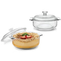 Set of 2 - 1-Quart Glass Dutch Oven Casserole Bakeware Baking Dishes with Lids