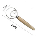 Stainless Steel Danish Dough Whisk | Wooden Handle Bread Mixer for Baking