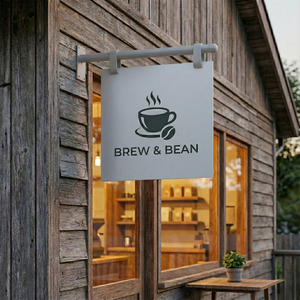 Custom Hanging Business Sign – Double-Sided Storefront Logo Sign